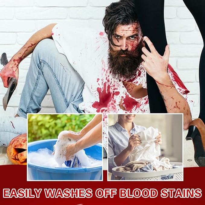 Halloween Makeup Kit - Washable Fake Blood Spray, Gel, and Sponge - Special Effects Kit for Vampire Zombie SFX Cosplay