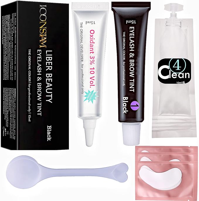 Eyelash D-y-e Kit Black at Home, Eyebrow Lash T-in-t Lasting Black Color 8 Weeks Professional Training Lash Coloring Kit Treatment Only Takes 30 Minutes(Black d-y-e kit-15ml)