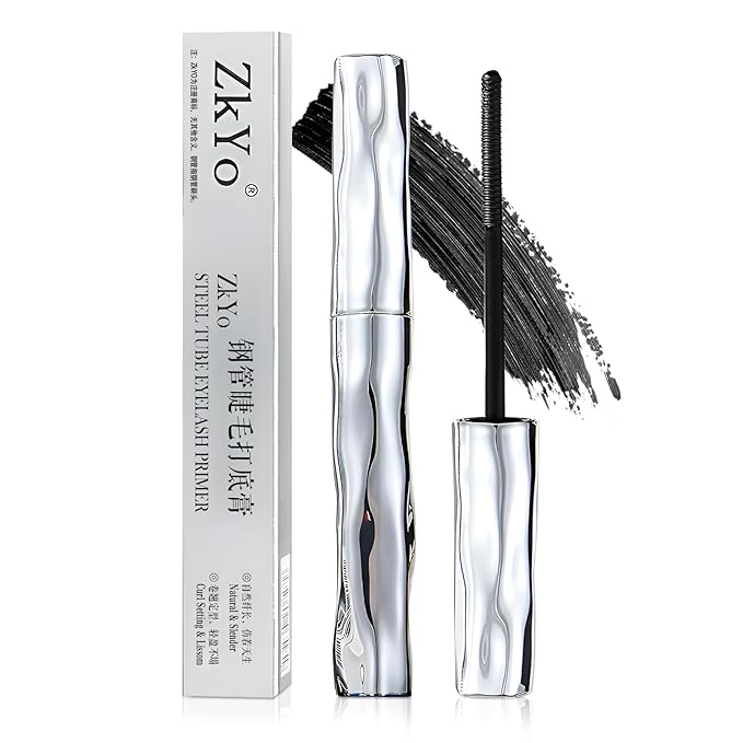 Steel Pipe Eyelash Primer,Tube Eyelash Primer Waterproof Long Curling Mascara Steel Tube Mascara Primer Natural Non-Smudged Threaded Long-Lasting Curling Mascara (1PCS, 1.69Fl Oz)