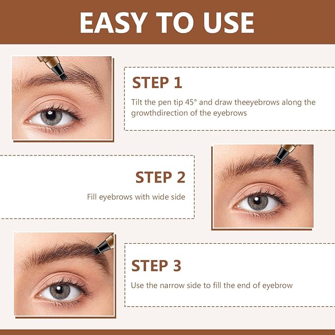 Magic Eyebrow Pencil,2024 New 3D Waterproof Microblading Eyebrow Pencil Contouring Pen,4 Tipped Precise Brow Pen,Fine Stroke Microblading Eyebrow Pencil Natural Makeup Effec((5 Color)