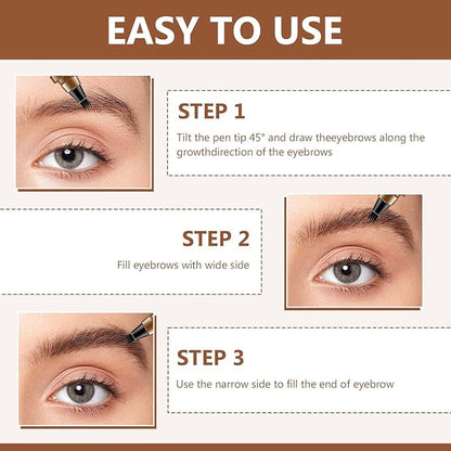 Magic Eyebrow Pencil,2024 New 3D Waterproof Microblading Eyebrow Pencil Contouring Pen,4 Tipped Precise Brow Pen,Fine Stroke Microblading Eyebrow Pencil Natural Makeup Effec((5 Color)