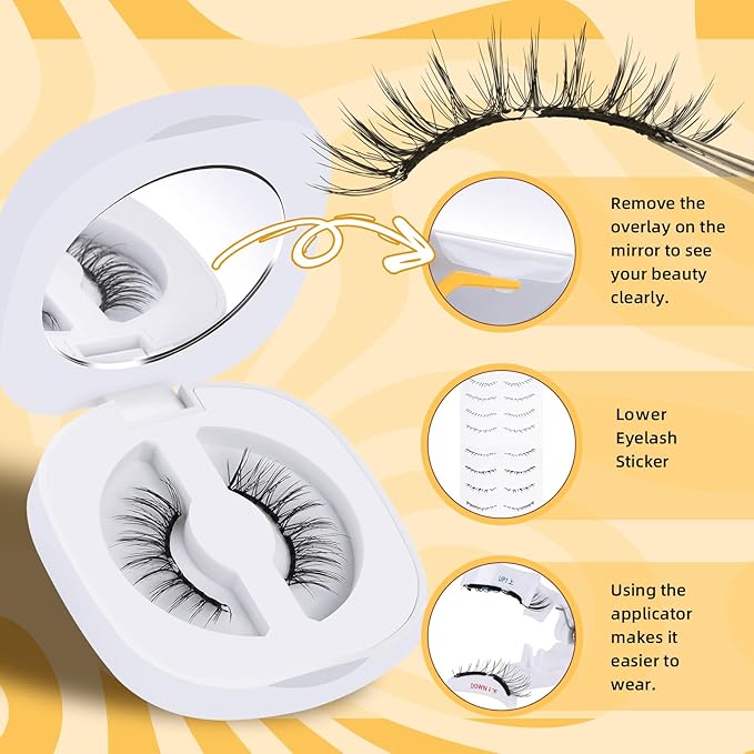 QUEWEL Soft Magnetic Eyelashes, Reusable No Glue Needed Magnetic Eyelashes Kit with Applicator Lash Clusters Kit without Eyeliner Easy to Wear and Remove (G-RC01)