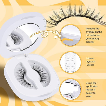 QUEWEL Soft Magnetic Eyelashes, Reusable No Glue Needed Magnetic Eyelashes Kit with Applicator Lash Clusters Kit without Eyeliner Easy to Wear and Remove (G-RC01)