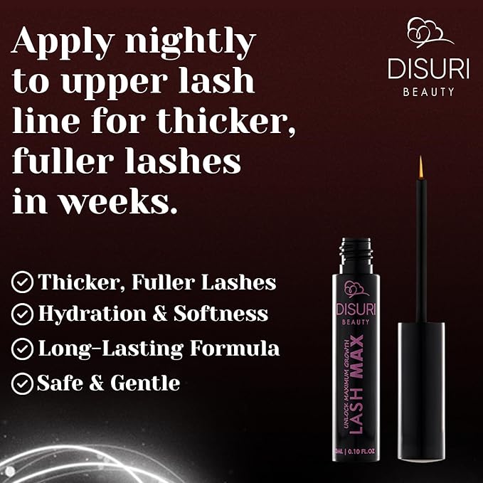 Lash Max Eye Lash Serum Growth (3ML) - Perfect for Everyday Use - Waterproof Eye Lash Serum with Advanced Formula - Safe and Gentle - Get Thicker and More Defined-Looking Lashes