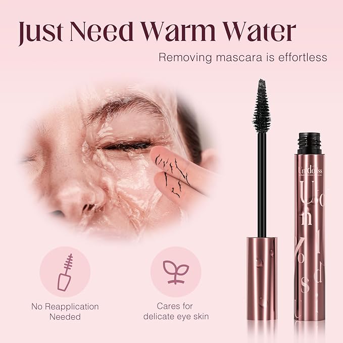 Unidollss Tubing Mascara Volume and Length Black Mascara Lengthening Long Lasting All Day, No Smudging, No Clumping, Washable Voluminous, Gluten-free Safe for Sensitive Eyes, 2 Pack