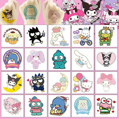 40 PCS Kitty Birthday Party Supplies Tattoo Sticker for Kids, Sanrio Anime Cartoon Tattoos for Boys Girls, Waterproof Tattoo Sticker Birthday Parties