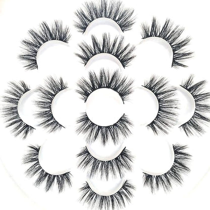Sunniess 5D Volume False Eyelashes Faux Mink Soft Lashes Makeup Long Cross Handmade Reusable Fake Eyelashes