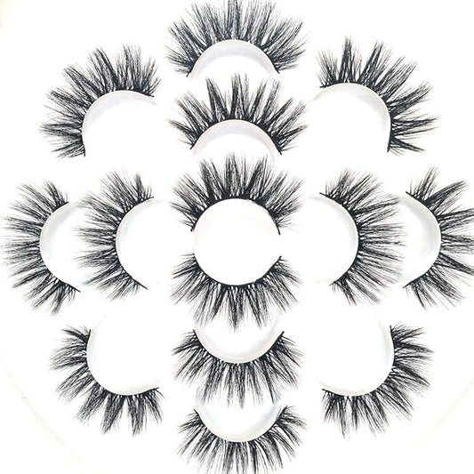 Sunniess 5D Volume False Eyelashes Faux Mink Soft Lashes Makeup Long Cross Handmade Reusable Fake Eyelashes