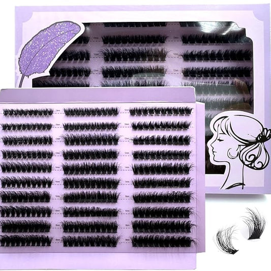 HBZGTLAD Fluffy Cluster Lashes 40D60D80D100D120D Natural Thick Eyelash Clusters D Curl Individual Lashes DIY Eyelashes Extension (300pcs80D100D120D)