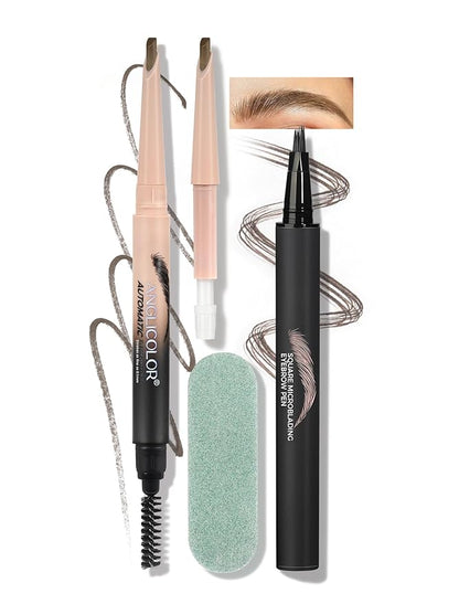 Microblading Eyebrow Pen, Liquid Eyebrow Pencil, Square Angled Eyebrow Brush Natural Hair-Like Brow, Long-Lasting, Waterproof Eyebrow Pen Easy To Color Quick Drying (01 Light Brown)