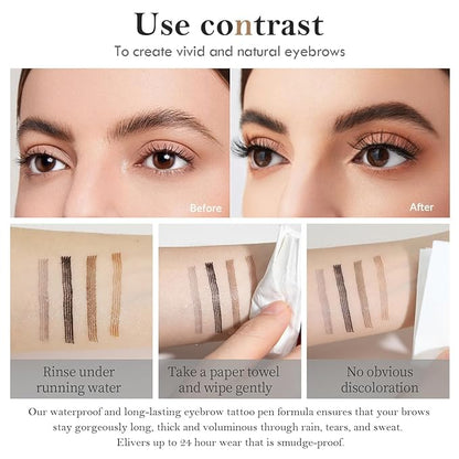 Eyebrow Pen Dark Brown, Microblading Eyebrow Pencil Smudge-Proof Brow Pencil with Upgrade Micro-Fork Tip Waterproof Microblading Pencil for Eyebrows Long-Lasting Natural By Aaiffey