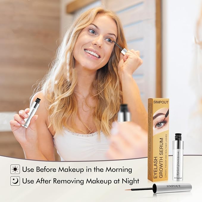 Eyelash Growth Serum - Fuller & Longer Looking Eyelashes Lash Enhancing Serum, Voluminous Lengthening Natural Lash Enhancer, Vegan & Cruelty-Free (Silver)