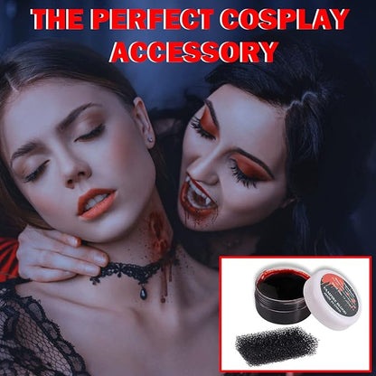 Fake Blood Gel Kit with Stipple Sponge,Halloween SFX Makeup Fake Blood,Fake Wound,Zombie,Vampire and Monster Dress Up Cosplay (Fake Blood Gel 30g/1.06 oz)