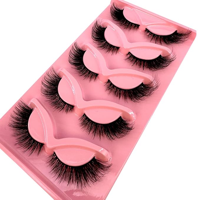 HBZGTLAD New 3D Cat-Eye Mink Eyelashes Curled Winged Natural Realistic Messy End Eye Elongated Thick False Eyelashes Soft Fake Eyelashes (V9)