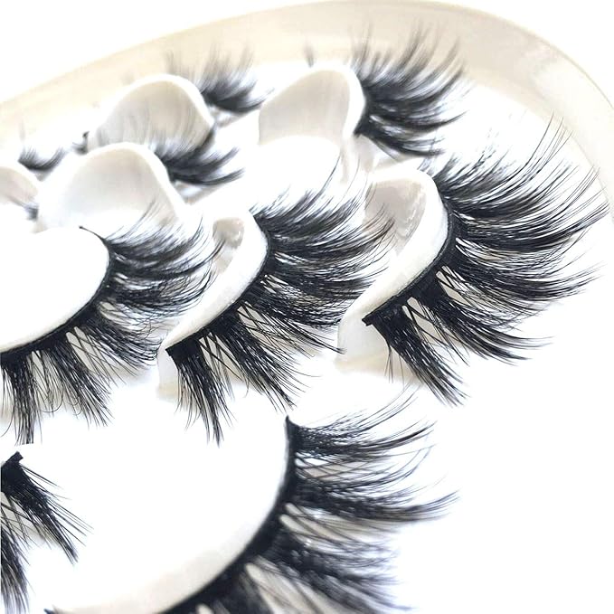 Sunniess 5D Volume False Eyelashes Faux Mink Soft Lashes Makeup Long Cross Handmade Reusable Fake Eyelashes
