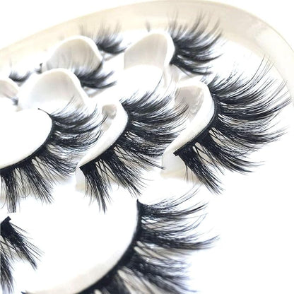 Sunniess 5D Volume False Eyelashes Faux Mink Soft Lashes Makeup Long Cross Handmade Reusable Fake Eyelashes