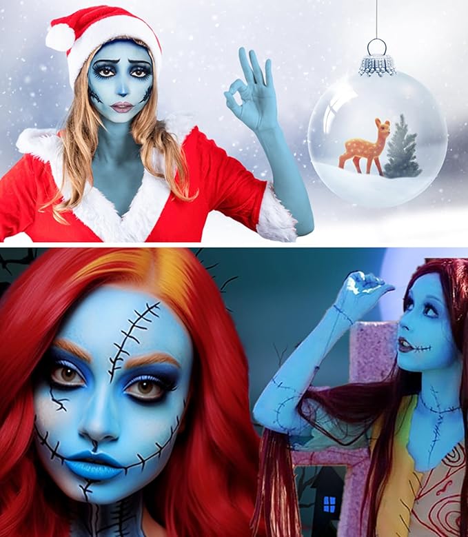 Go Ho Light Blue Face Paint Stick,Water Based Pale Blue Body Paint Washable,Smooth Face Paint Kit,Halloween Cosplay SFX Corpse Bride Sally Makeup