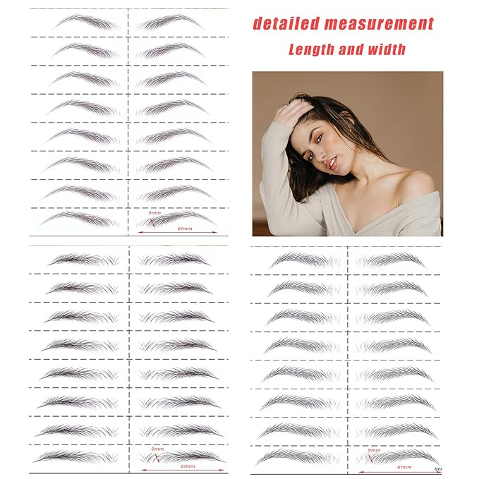Black Eyebrows Tattoo 6 Sheets, Hair-like Popular Fake Eyebrows Waterproof Long-lasting 3-5 days 4D Realistic Makeup Tattoo, Eyebrow Transfer Sticker for Women Girls