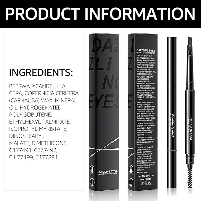 Eyebrow Pencil Brown Brow Pencil - Eyebrow Pen with Multi Function Eyebrow Brush, Waterproof Eyebrow Makeup Brow Pen, Long-Lasting & Smudge-Proof Eye Brow Pencils for Women Natural Brows (Gray)