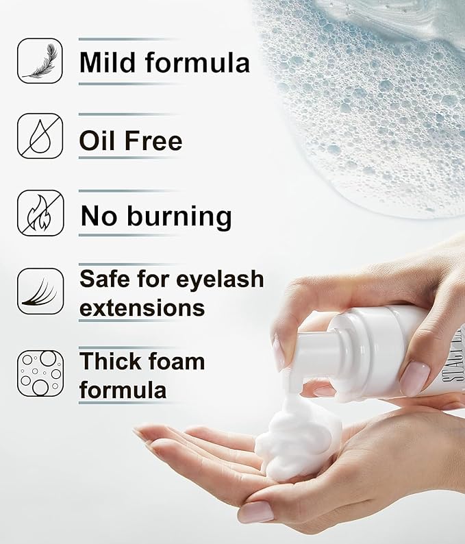 STACY LASH Lash Shampoo 50ml+ Eyelash Growth Serum Eye Makeup Remover + Lash Serum for Eyelash Growth and Thickness/Lash Cleaning Kit of Lash Cleanser + Brush & Eyelash Serum to Grow Lashes