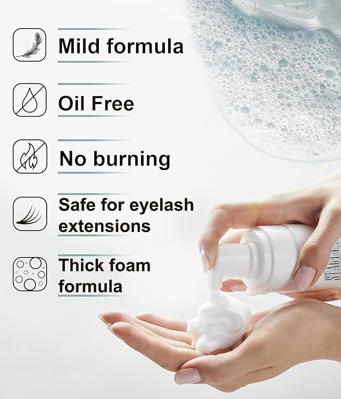STACY LASH Lash Shampoo 50ml+ Eyelash Growth Serum Eye Makeup Remover + Lash Serum for Eyelash Growth and Thickness/Lash Cleaning Kit of Lash Cleanser + Brush & Eyelash Serum to Grow Lashes