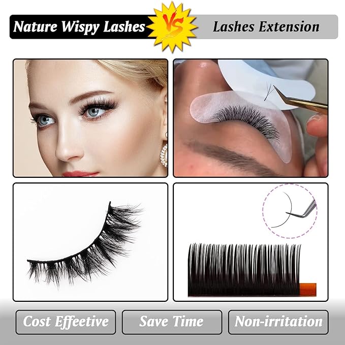 Cat Eye Natural Lashes Wispy False Eyelashes Short Fluffy Fake Lashes- 7 Pairs, ZG86