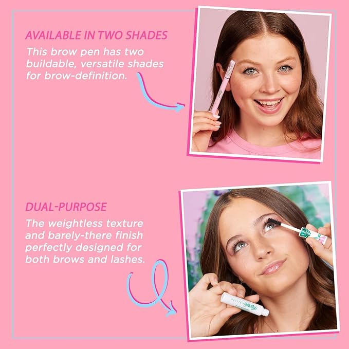 Petite 'n Pretty Best in Brow Makeup Kit - Featherlight Clear Mascara & Brow Gel, Eyebrow Pencil & Makeup Bag for Kids, Tweens and Teens - Natural, Clean, Non-toxic - Made in USA (Light)