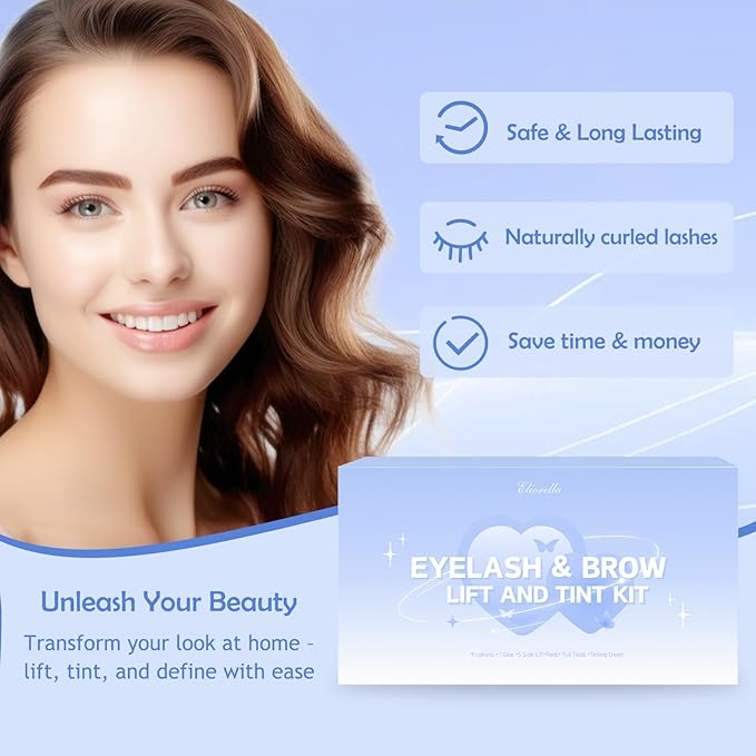 Lash Lift Kit & Brow Lamination Kit - 4 in 1 Professional Black Eyelash and Eyebrow Perm Kit - Results up to 8 Weeks -Easy to Apply and Long Lasting Finish -Suitable for Salon & Home