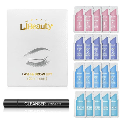 Libeauty Brow Lamination Sachet Kit & Lash Lift Kit, 20 Pack Solution - Easy to Use, 4-6 Weeks Eyebrow and Eyelash Perm with Mild Formula