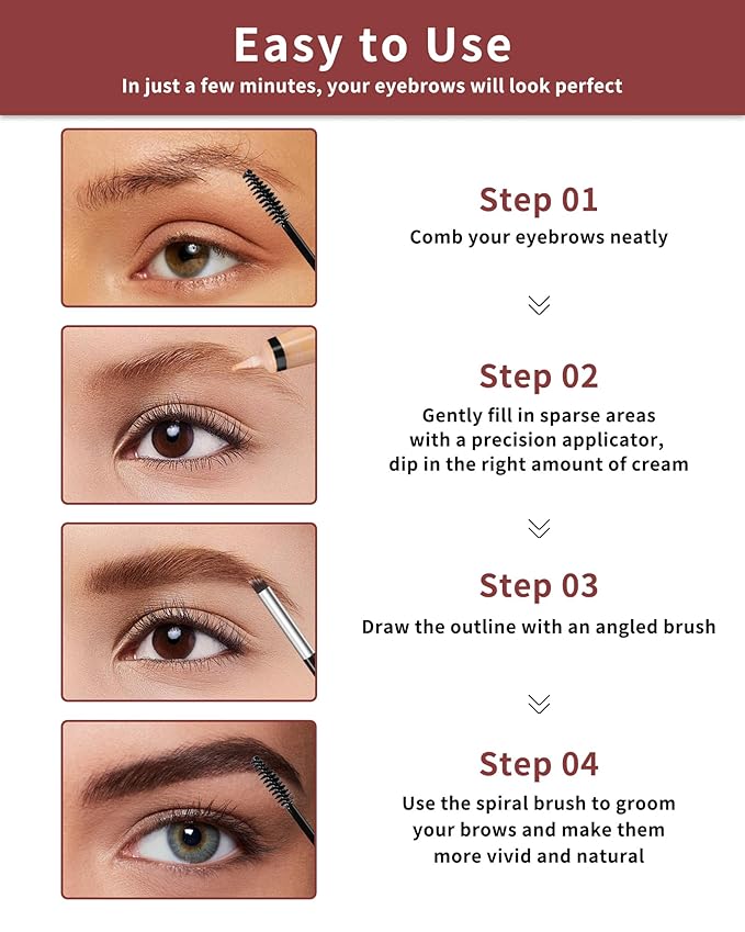 Waterproof Eyebrow Gel Light Brown,Sweat-Proof Longwear Strong Hold Tinted Brow Gel, Vegan,Cruelty-Free, Brow Glue Mascara for Eyebrows with Eyebrow Brush, Enhance Eye Brows Filler Makeup for Women-03