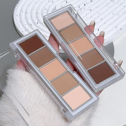 evpct 5Colors Matte Nude Eye Shadow Palette Makeup for Older Women, Nude Pink Brown Cocoa Neutral Matte Smokey Cream Mini Eyeshadow Palette for Blue Green Eyes, Contour Makeup Palettes sombras de ojos