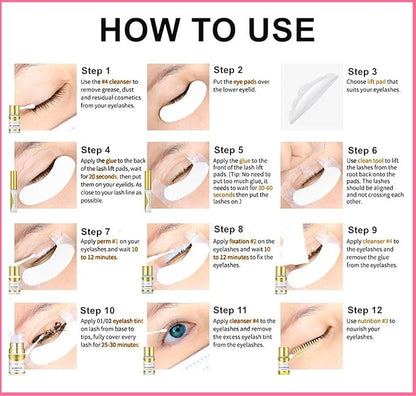 Lash Lift Kit Professional, [ 6 IN 1 UPGRADED Version ] at Home Lash Lift Kit with Detailed Instructions Easy for Beginner DIY Use, Lash Perm Kit, Eyelash Lift Kit 5 Pairs (Brown + Black)