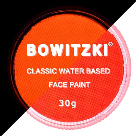 Bowitzki 30g Professional Face Paint Body Paint Water Based Face painting Makeup Safe for Kids and Adults Split Cake Single Color (Neon Orange Red)