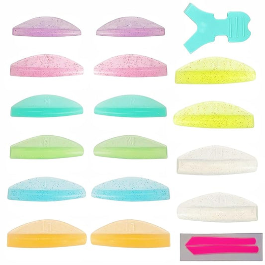 Lash Lift Shields Curl Eyelash Lifting Shield Bright Lami Lamination Roller Silicone Perm Rod No Glue On Eyelids Soft Lash Perming Pad Set For Lash Lift and Tint- Ribbons & Eye Patches