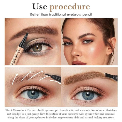 Eyebrow Pen Dark Brown, Microblading Eyebrow Pencil Smudge-Proof Brow Pencil with Upgrade Micro-Fork Tip Waterproof Microblading Pencil for Eyebrows Long-Lasting Natural By Aaiffey