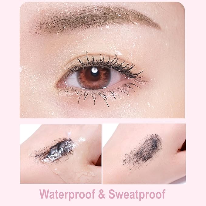 Lengthening Black Mascara for Fine Short Lashes & Older Women – Quick-Drying, Smudge-Proof & Waterproof – Natural-Looking Length, Dual-Sided Brush - Swivel Brush Handle, Glides to Every Lash Angle