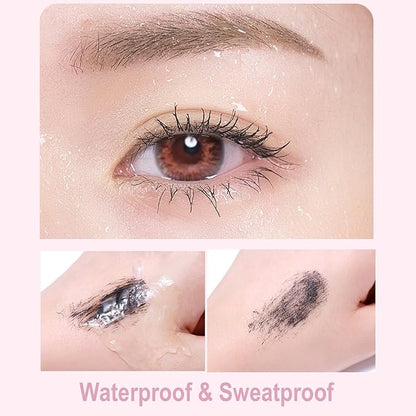 Lengthening Black Mascara for Fine Short Lashes & Older Women – Quick-Drying, Smudge-Proof & Waterproof – Natural-Looking Length, Dual-Sided Brush - Swivel Brush Handle, Glides to Every Lash Angle