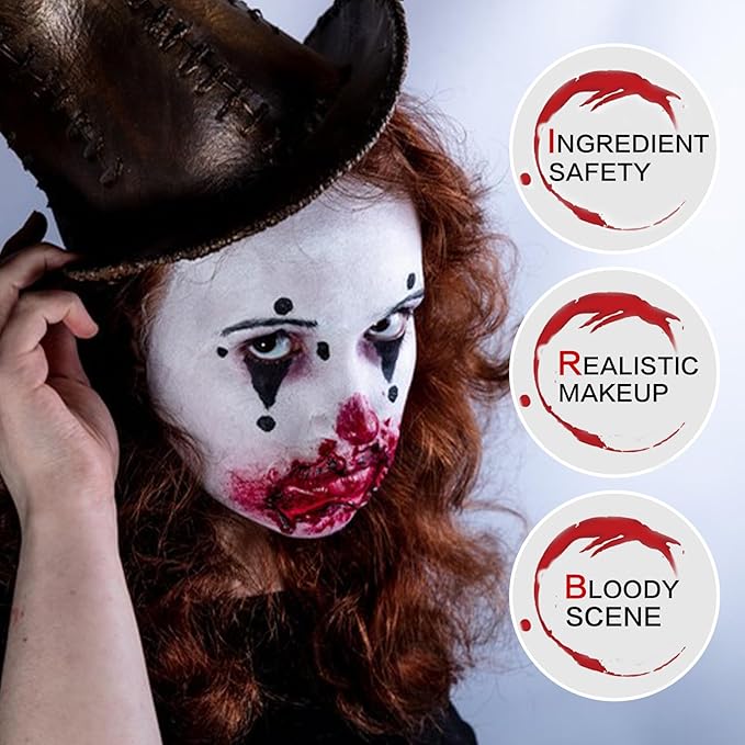 Halloween Makeup Kit - Washable Fake Blood Spray, Gel, and Sponge - Special Effects Kit for Vampire Zombie SFX Cosplay