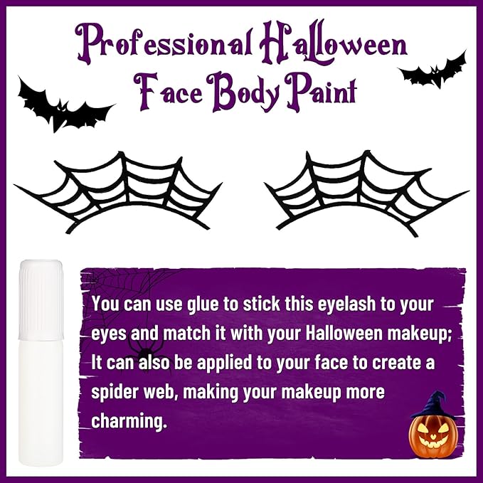 BOBISUKA Halloween Spider Face Body Paint Kit, With Oil Based Black Purple Face Painting + Eyelash, Non-Toxic for Women Adults Cosplay Stage SFX Makeup
