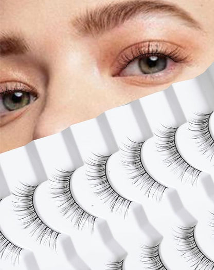 Short Lashes 10mm Natural False Lashes Wispy Eyelashes Lightweight Fake Lashes Thin Band Eyelashes K71
