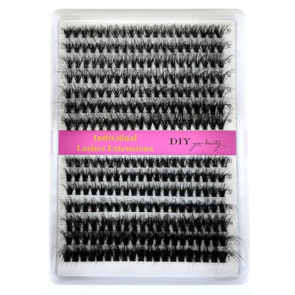 HBZGTLAD Fluffy Cluster Lashes 40D60D80D100D120D Natural Thick Eyelash Clusters D Curl Individual Lashes DIY Eyelashes Extension (14Rows 40P60P)