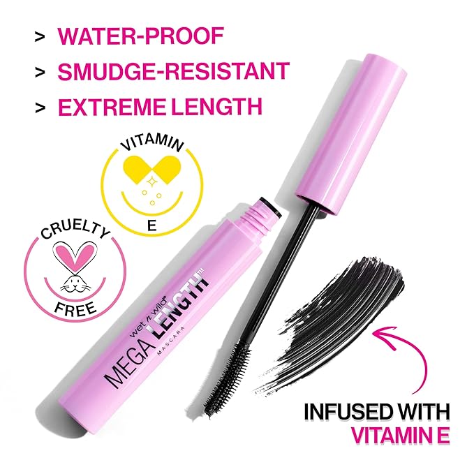 wet n wild Waterproof 0.21 Ounce Mascara and 16-Hour Eyeliner Bundle