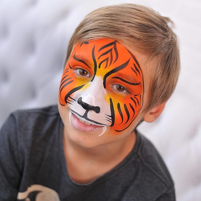 CCbeauty Orange Face Paint Stick,Face Painting Kit,Non Toxic SFX Makeup For Tiger Pumkin Ompa Lompa Halloween Costume Cosplay,Professional Body Paint,Full Coverage Painting Foundation + Makeup Sponge