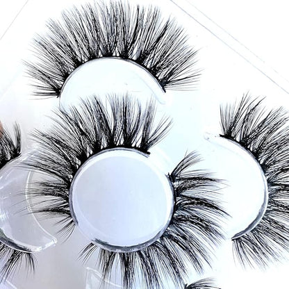 Sunniess False Eyelashes 8D Faux Mink Lashes 100% Handmade Reusable Natural Look Fake Eye lashes Cat-Eye Fluffy Wispy Lashes Dramatic Long Thick Volume Soft Lashes Packs