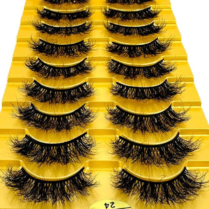 HBZGTLAD Soft Mink Eyelashes 3D Curl Winged End Eye Elongated Fake Lashes Thick Handmade Natural False Eyelash Messy Cross Lash Wholesale (6D24)