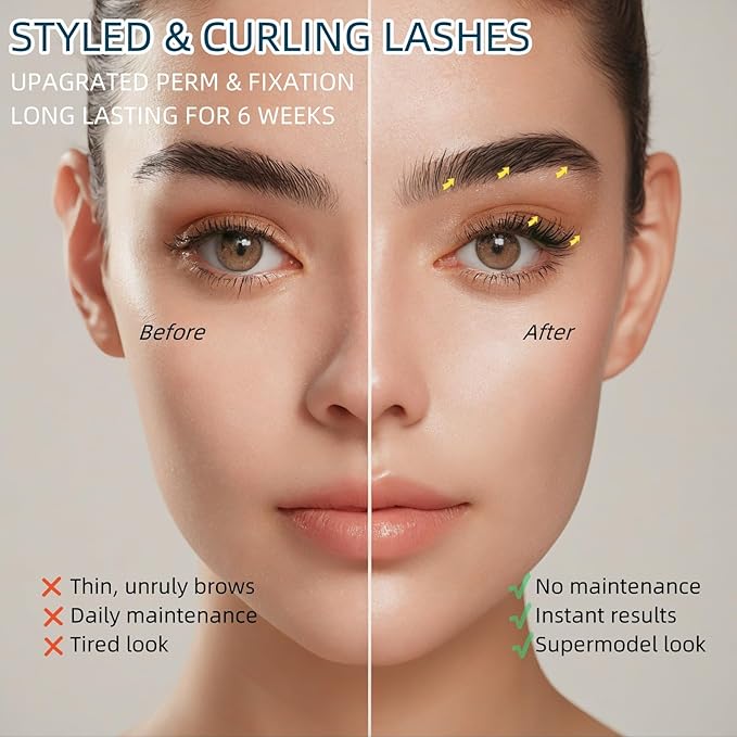 Lash Lift Kit and Brow Lamination Kit, 2 IN 1 Professional Lash Lifting & Eyebrow Lamination Kit with All tools, 6-8 Weeks Long Lasting, Suitable for Salon & Home Use