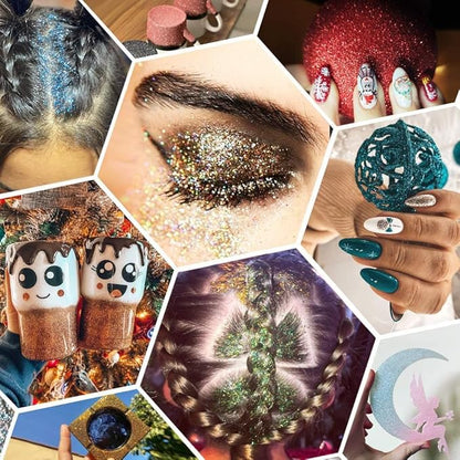 6 Gram/Tube,55 Assorted Colors Tubes Fine Glitter Include Holographic Iridescent Metalic Colors for DIY Crafts Tumbler Making,Face and Body Cosmetic,Make Up and Nail Art Glitter