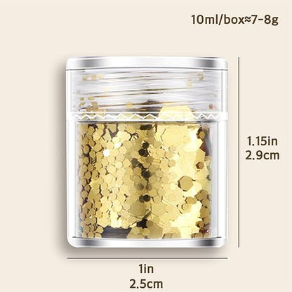GABOX 8-Jar Gold Silver Glitter Set, Holographic Fine Powder & 1mm & 2mm & 3mm Sequins Flakes Set for Cosmetic - Nail - Resin, Iridescent Art Glitter for Body, Face, Eyes, Hair & Crafts