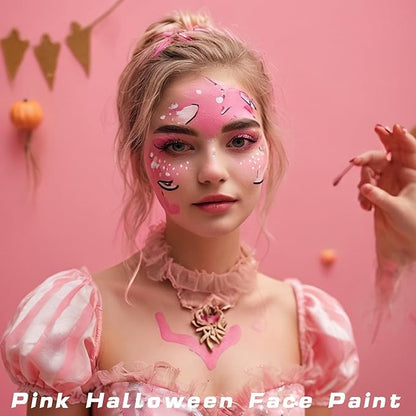 MEICOLY Pink Face Paint Stick(1.06Oz),Waterproof Sweatproof Pink Eye Black Softball/Baseball/Football,Cream Body Paint,Blendable Face Painting for Halloween Special Effects SFX Makeup
