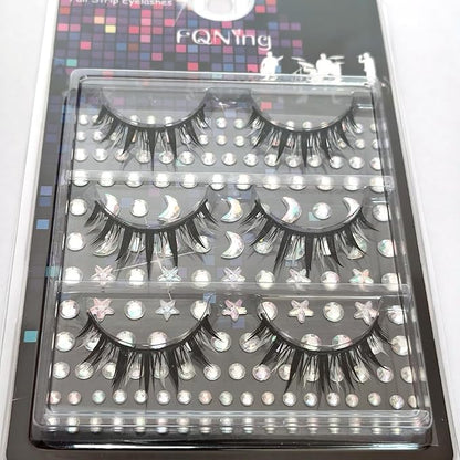Cosplay Eyelashes Black and White Lashes Comic Style 3 Pairs for Party, Cosplay, Masquerade (Comic - black and white)